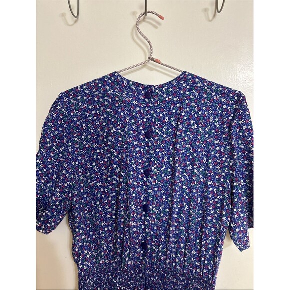 Karin Stevens Petites Womens Maxi Dress Size 12 Blue Floral Short Sleeve - Picture 5 of 9